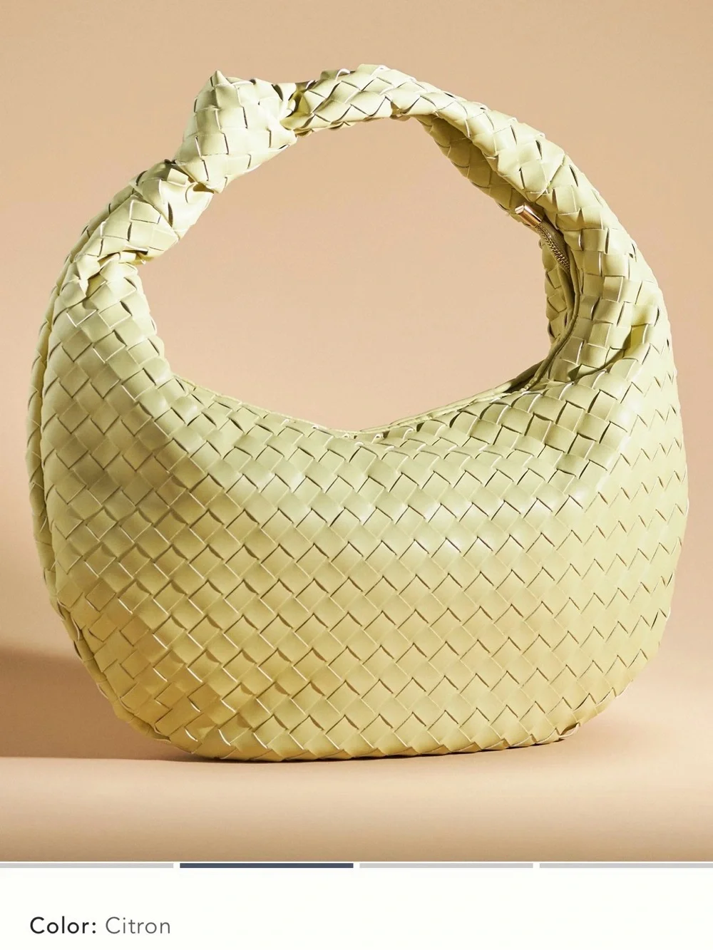 new Anthropologie melie Bianco Brigitte oversized XL woven knot satchel citron